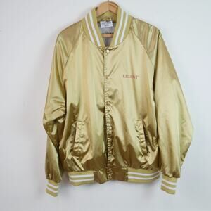Legent Bourbon Satin Bomber Jacket Gold Size Large Retro Swag Classic Snap Front